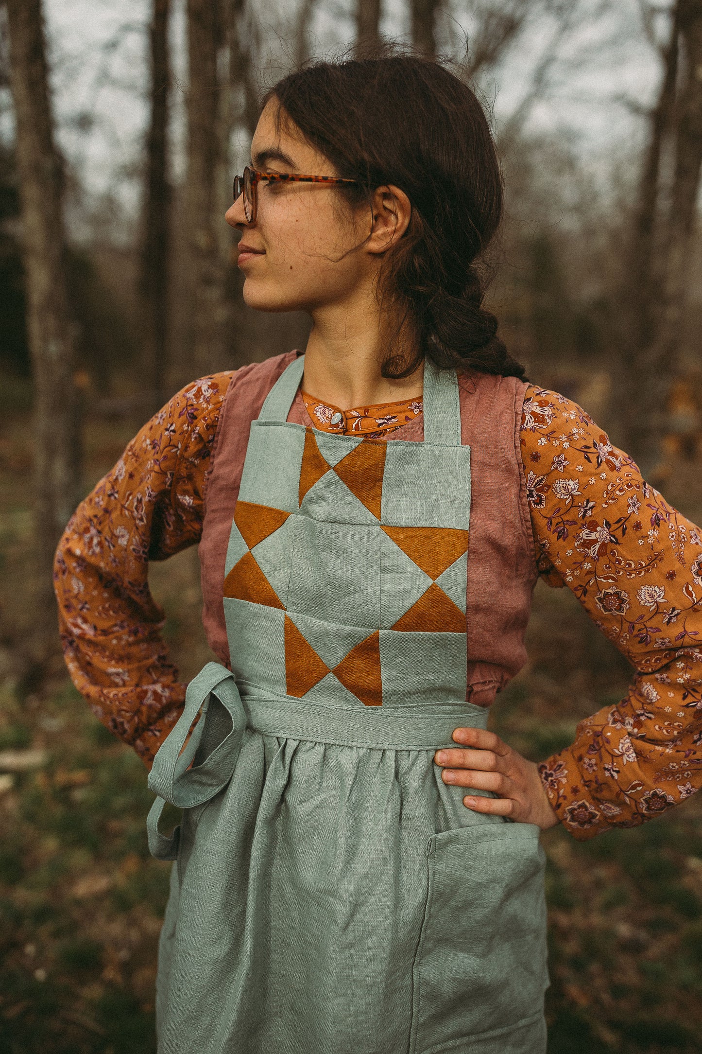 Linen Gathered Full Apron