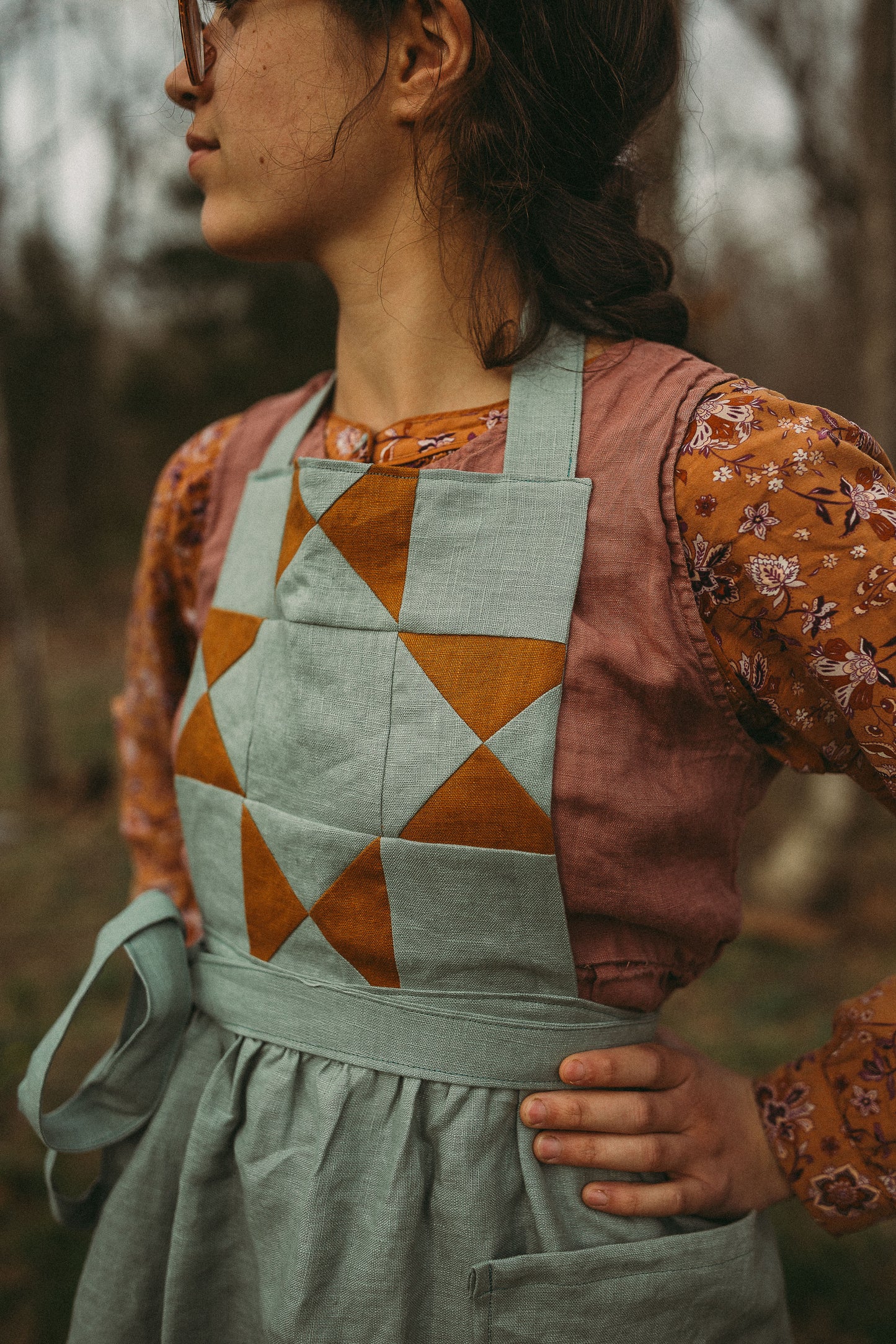 Linen Gathered Full Apron