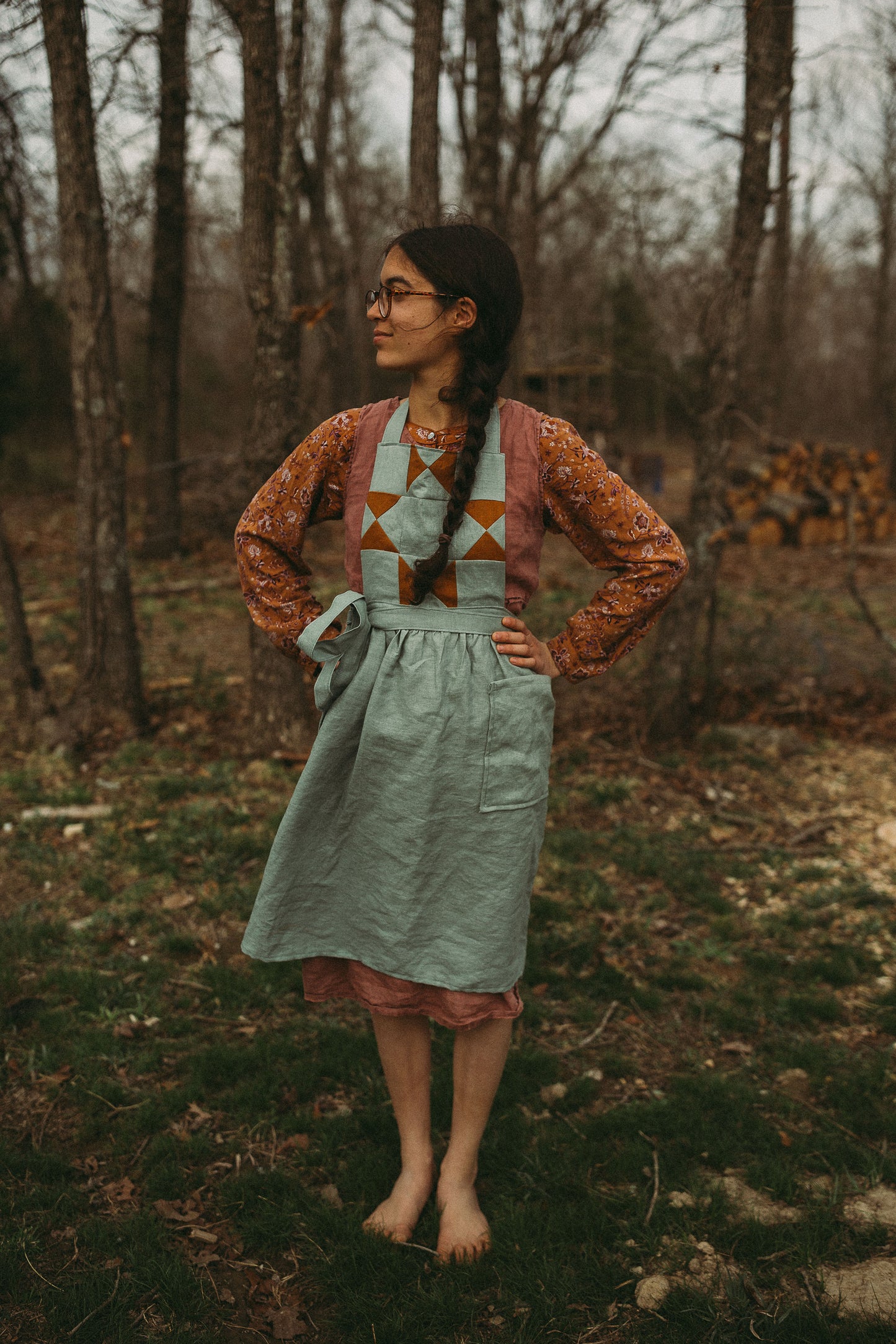 Linen Gathered Full Apron