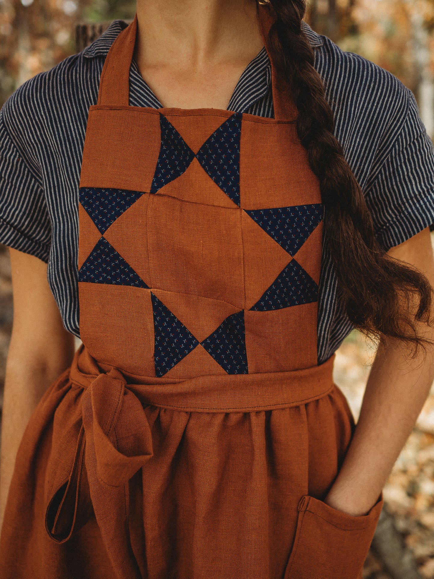 Linen Gathered Full Apron