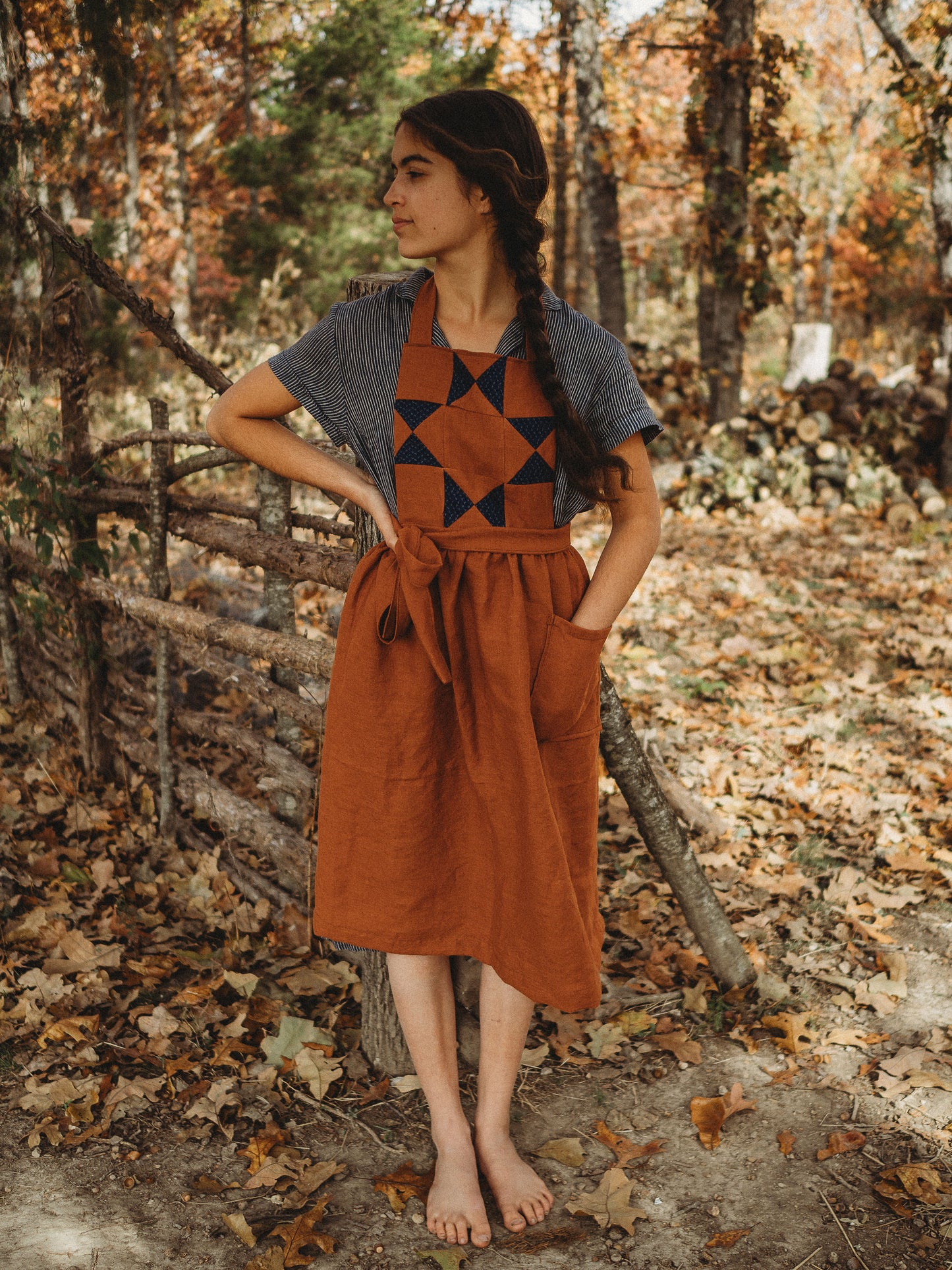 Linen Gathered Full Apron