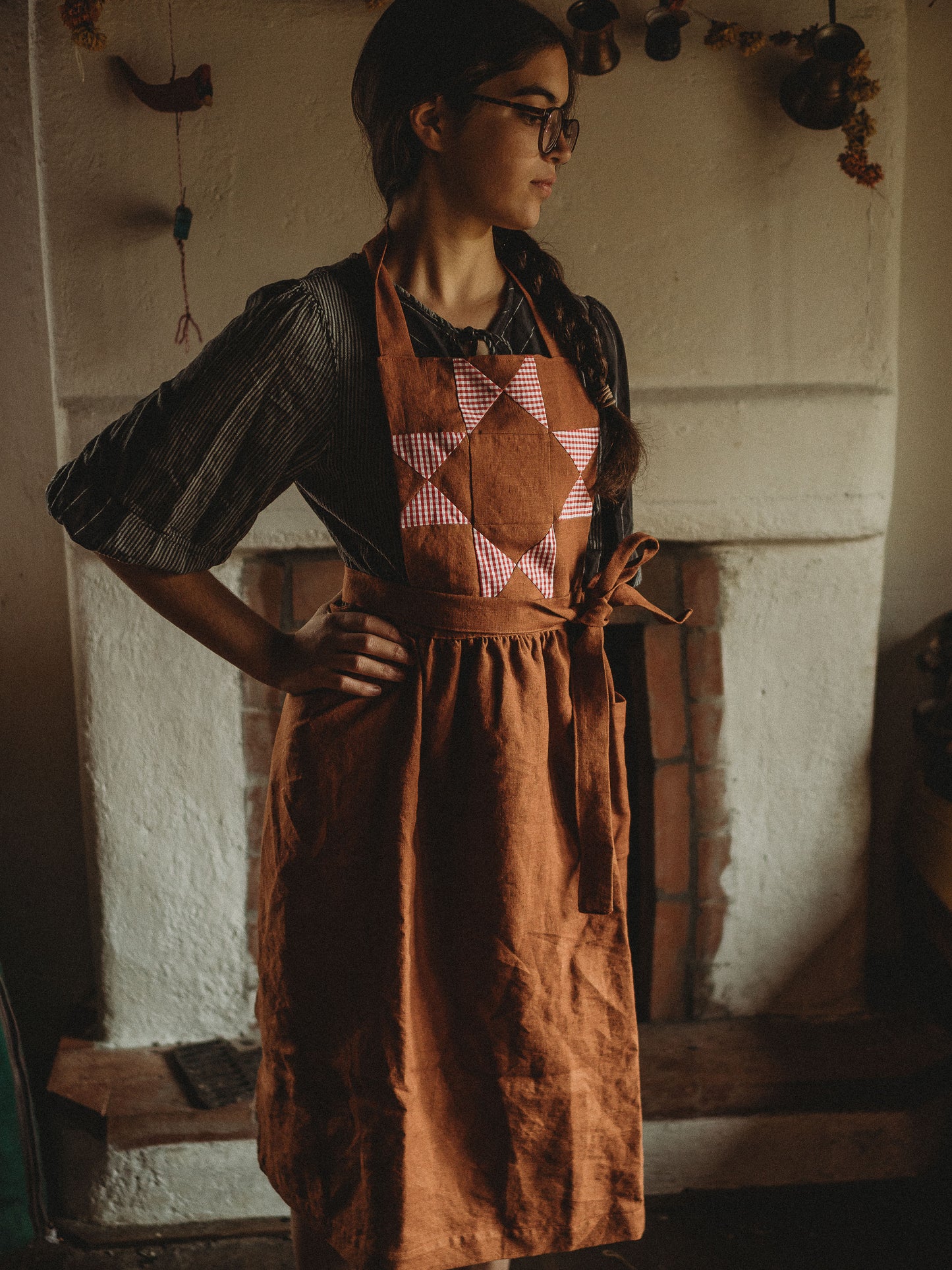 Linen Gathered Full Apron