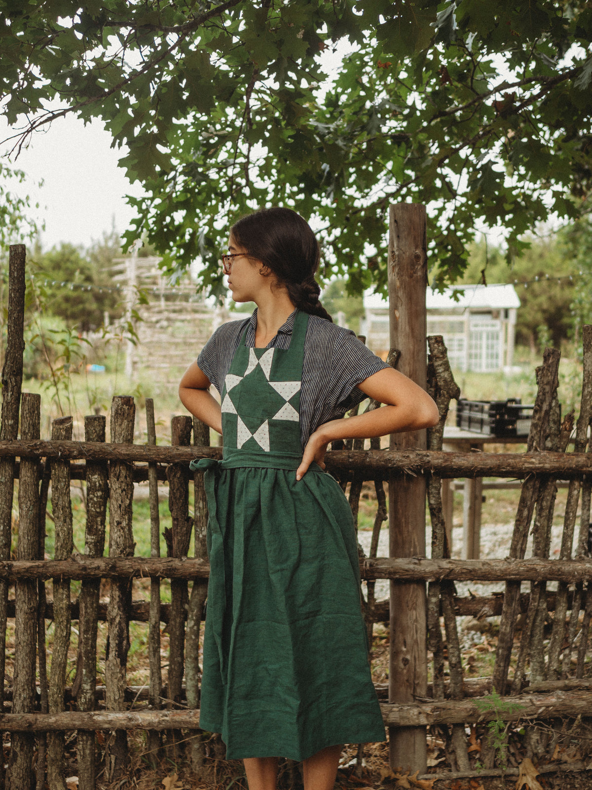 Linen Gathered Full Apron