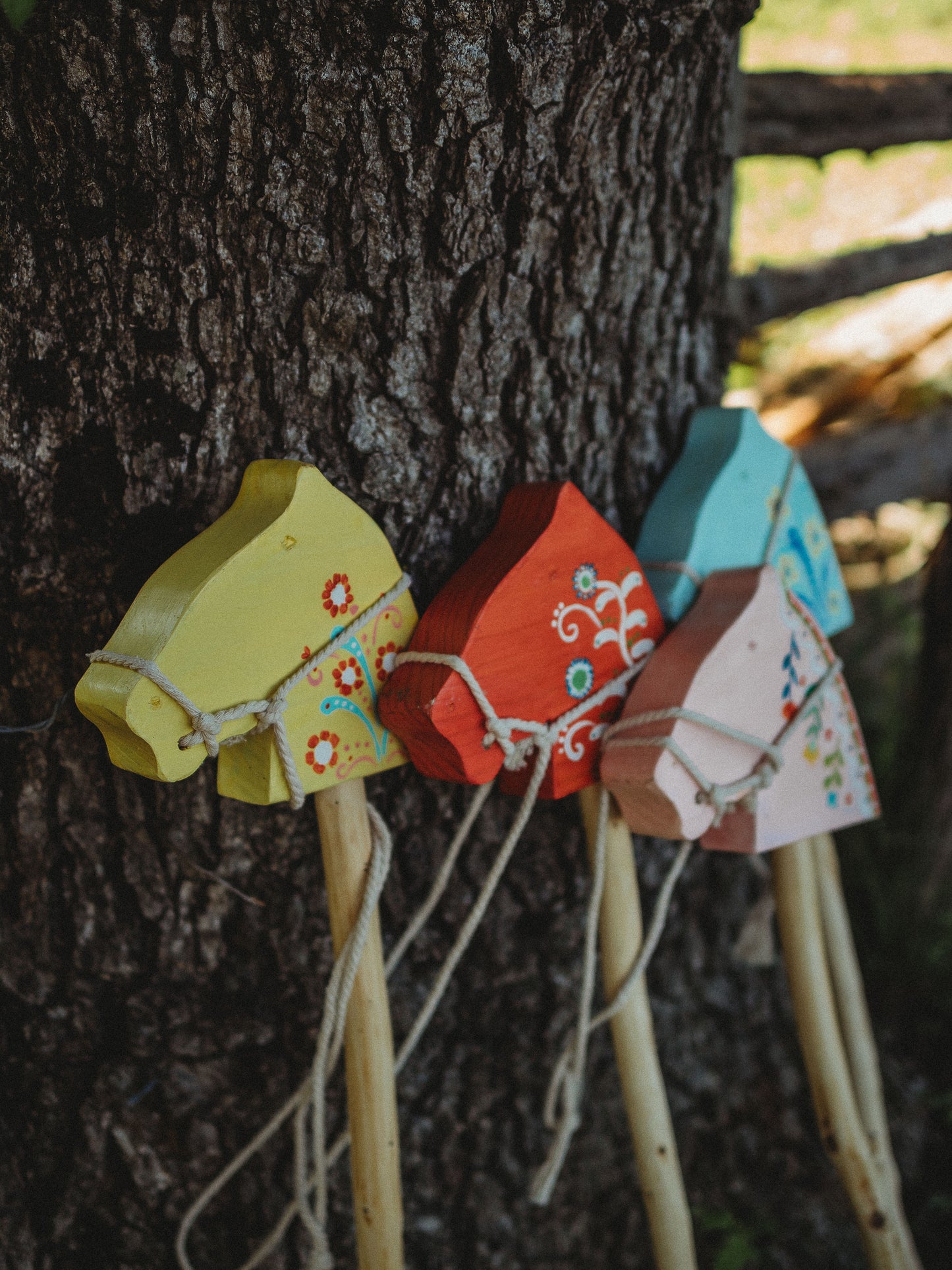 Hand Painted Wooden Stick Horses