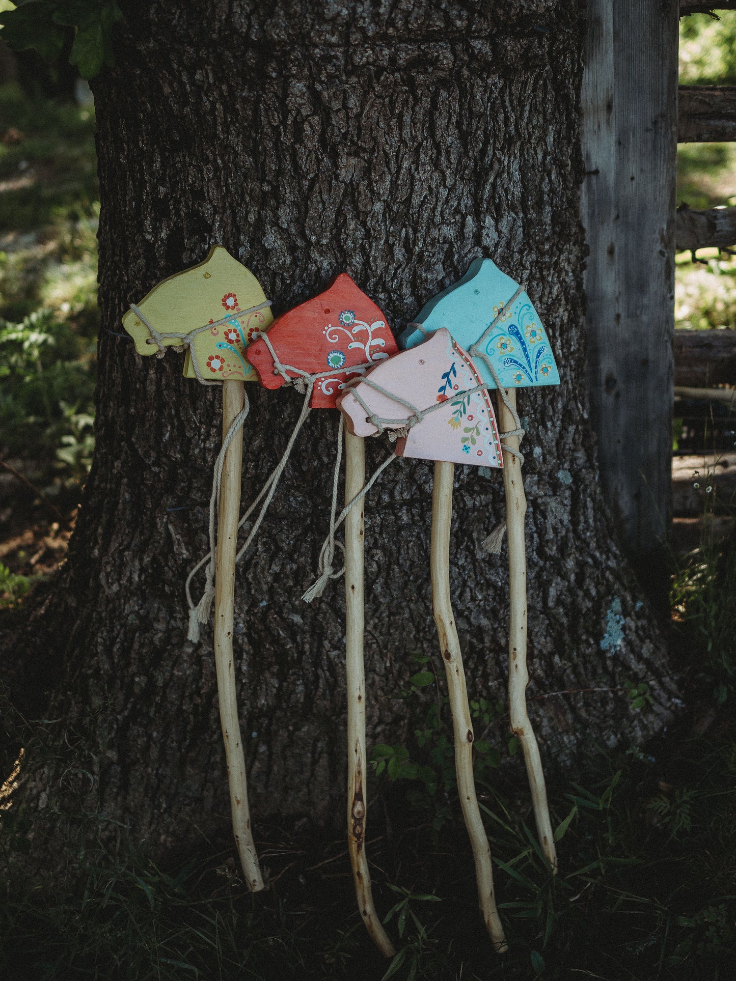 Hand Painted Wooden Stick Horses